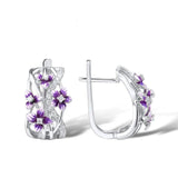 Purple Enamel Stud Earrings for Women