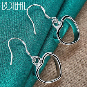 925 Silver Heart Drop Earrings Wedding Party Jewelry