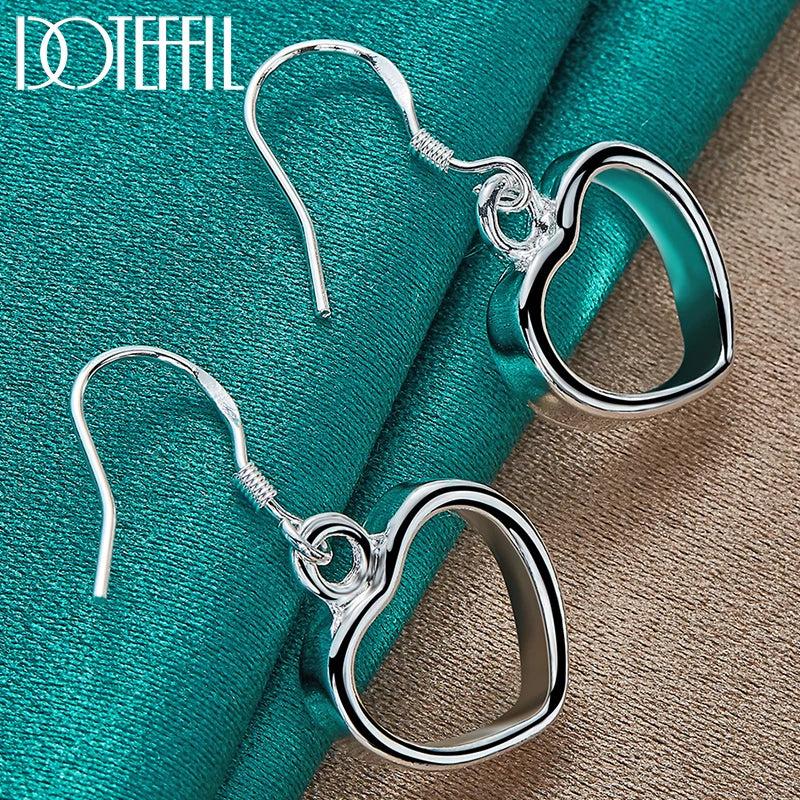 925 Silver Heart Drop Earrings Wedding Party Jewelry