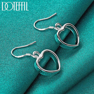 925 Silver Heart Drop Earrings Wedding Party Jewelry