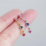 925 Silver Zircon Tassel Drop Earrings Bohemian Party Jewelry