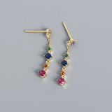 925 Silver Zircon Tassel Drop Earrings Bohemian Party Jewelry