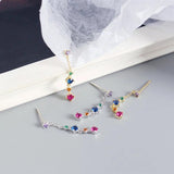 925 Silver Zircon Tassel Drop Earrings Bohemian Party Jewelry