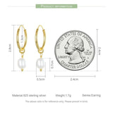 925 Sterling Silver Baroque Pearl Drop Earrings Classic Plated for Women