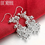925 Silver Grape Bead Ball Earrings for Woman
