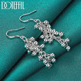925 Silver Grape Bead Ball Earrings for Woman