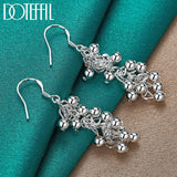 925 Silver Grape Bead Ball Earrings for Woman