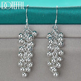 925 Silver Grape Bead Ball Earrings for Woman