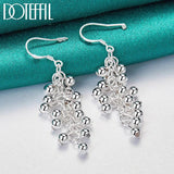 925 Silver Grape Bead Ball Earrings for Woman