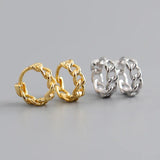 925 Silver Punk Hip-Hop Cuba Chain Hoop Earrings