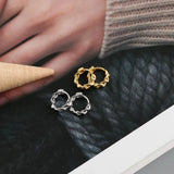 925 Silver Punk Hip-Hop Cuba Chain Hoop Earrings