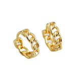 925 Silver Punk Hip-Hop Cuba Chain Hoop Earrings