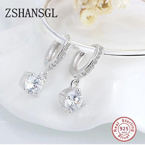 925 Silver CZ Stud Earrings Hearts & Arrows Cut AAA+ Clear Stone Wedding Jewelry