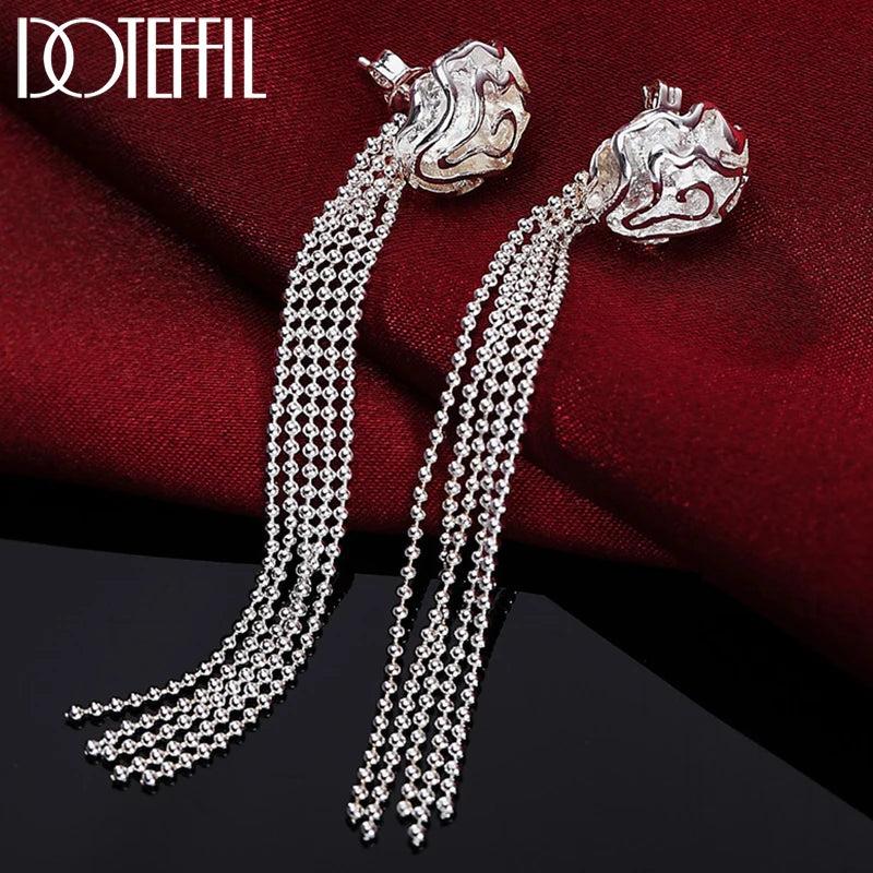 925 Sterling Silver Romantic Rose Flower Earrings for Women