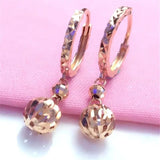 Purple Plated 14K Rose Round Bead Long Earrings for Women