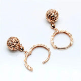 Purple Plated 14K Rose Round Bead Long Earrings for Women
