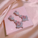 Pink Zircon Bridal Earrings Wedding Jewelry