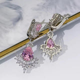 Pink Zircon Bridal Earrings Wedding Jewelry
