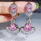Pink Zircon Bridal Earrings Wedding Jewelry
