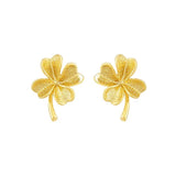 24k Gold-Plated Stud Lucky Clover Earrings for Women