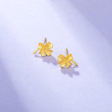 24k Gold-Plated Stud Lucky Clover Earrings for Women