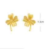 24k Gold-Plated Stud Lucky Clover Earrings for Women