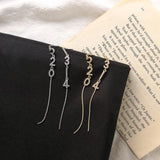 Long Tassel Threader Stud Earrings Silver Letters 5201314 Ear Stud Girl Jewelry