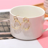 Double Circle CZ Zircon Silver Earrings Micro Pave Round Earrings
