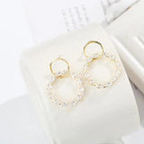 Double Circle CZ Zircon Silver Earrings Micro Pave Round Earrings