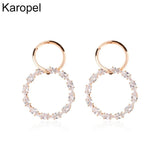 Double Circle CZ Zircon Silver Earrings Micro Pave Round Earrings