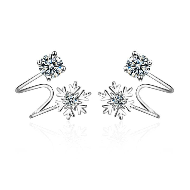 Karopel 925 Silver 7 Stars Zircon Clip Earring Snow Flower Ear Cuff