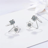 Karopel 925 Silver 7 Stars Zircon Clip Earring Snow Flower Ear Cuff