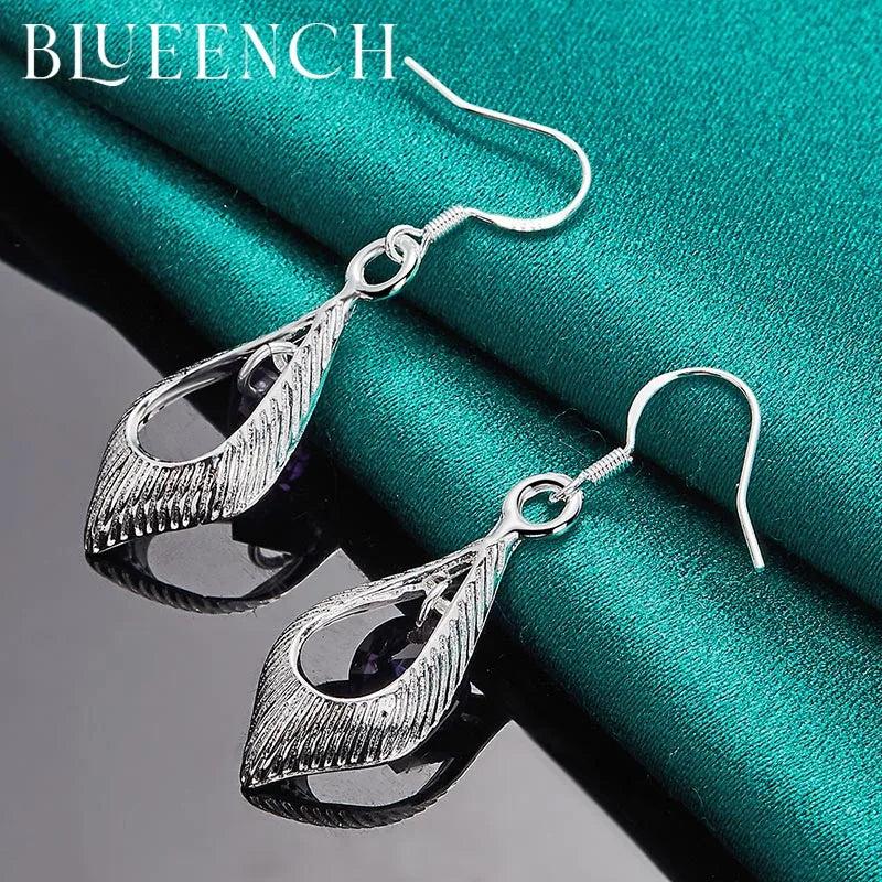 Purple Zircon Drop Earrings Pendant for Ladies Wedding