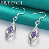 Purple Zircon Drop Earrings Pendant for Ladies Wedding