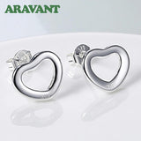 925 Silver Heart Stud Earrings Statement Wedding Jewelry