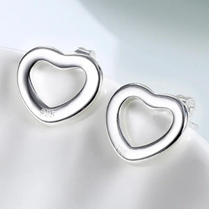925 Silver Heart Stud Earrings Statement Wedding Jewelry