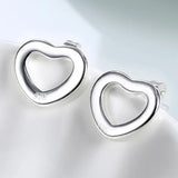 925 Silver Heart Stud Earrings Statement Wedding Jewelry
