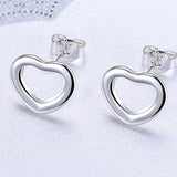 925 Silver Heart Stud Earrings Statement Wedding Jewelry
