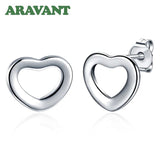 925 Silver Heart Stud Earrings Statement Wedding Jewelry
