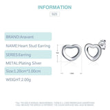 925 Silver Heart Stud Earrings Statement Wedding Jewelry