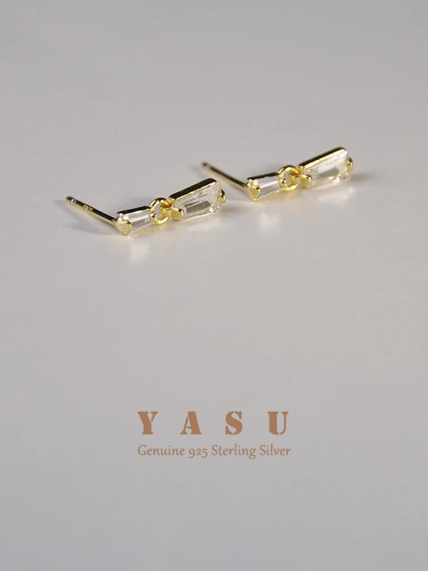 Yasu 925 Silver 18K Zirconia Drop Earrings Wedding Jewelry