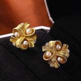 925 Silver Plated Pearl Zircon Stud Earrings - Small Earrings Gift