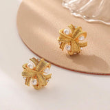 925 Silver Plated Pearl Zircon Stud Earrings - Small Earrings Gift