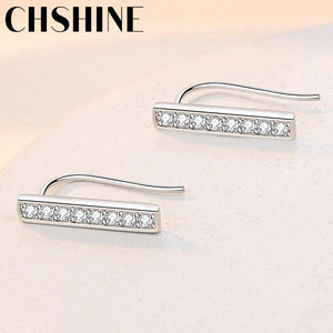 925 Silver Zircon Earrings Women Wedding Engagement Jewelry