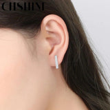 925 Silver Zircon Earrings Women Wedding Engagement Jewelry