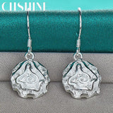 925 Silver Rose Flower Earrings for Women's Banquet Party