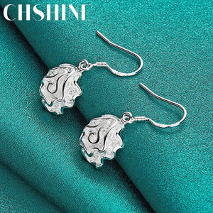 925 Silver Rose Flower Earrings for Women's Banquet Party