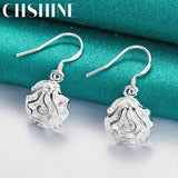 925 Silver Rose Flower Earrings for Women's Banquet Party