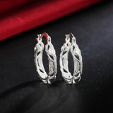 925 Silver Round Earrings Women Engagement Wedding Jewelry