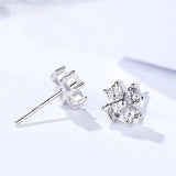 Clover Earrings 925 Silver Studs CZ Women Jewelry